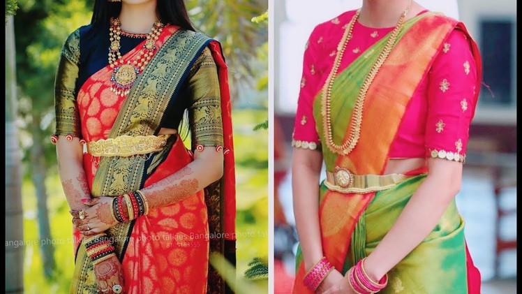 Trendy High Neck Blouses for Brides || High Neck Blouse Designs for Silk Sarees