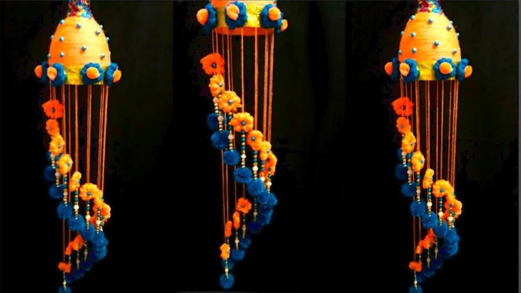 Wind Chime.jhumar.Wall Hanging From plastic bottle and wool at Home|Jhumar craft idea|DIY Room Decor