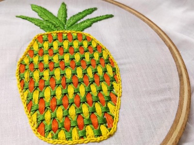 Woven Checkered Stitch Pineapple (Hand Embroidery Work)