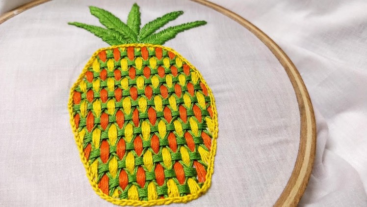 Woven Checkered Stitch Pineapple (Hand Embroidery Work)