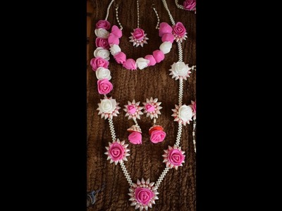 Artificial flowers and  moti  jewellery making - Necklace for dohale jevan or haldi function