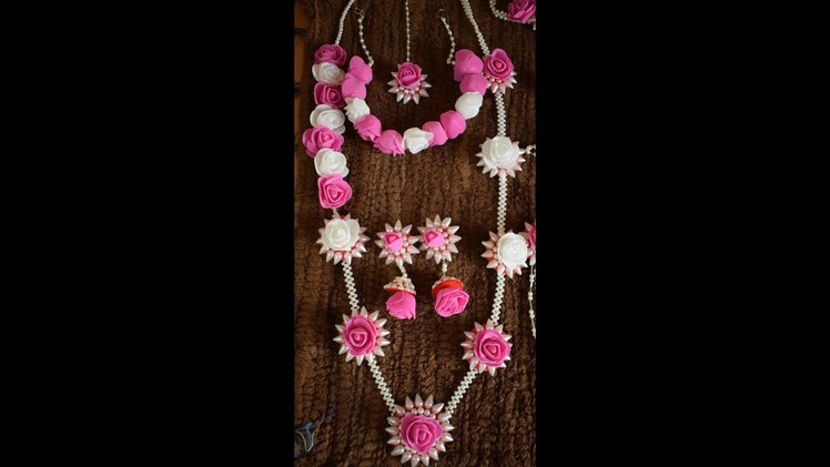 Artificial flowers and  moti  jewellery making - Necklace for dohale jevan or haldi function