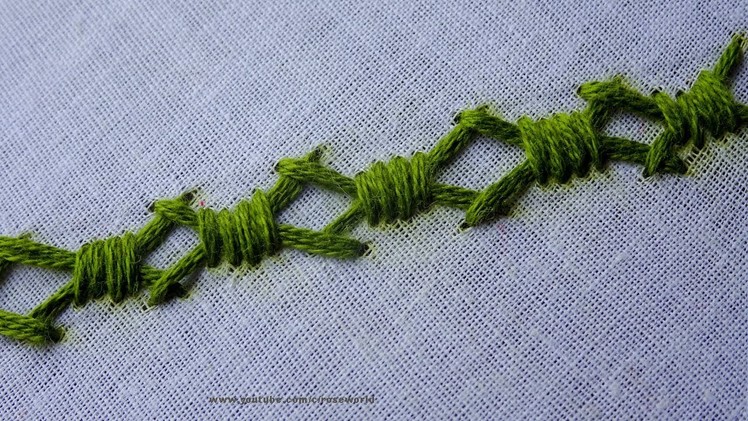 Basic Hand Embroidery Part -73 | modified herringbone stitch | border design