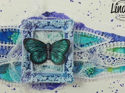 Bavarian Blue Butterfly Card by Kerry Fellowes