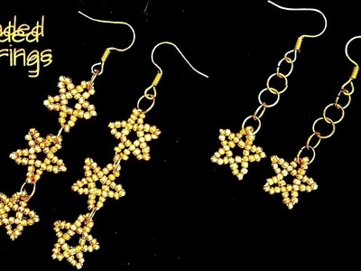 Beading tutorials-how to make  STAR earrings. beaded earrings
