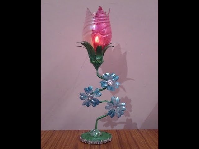 Best Out Of Waste Plastic Bottle Beautiful Flower Showpiece & lamp