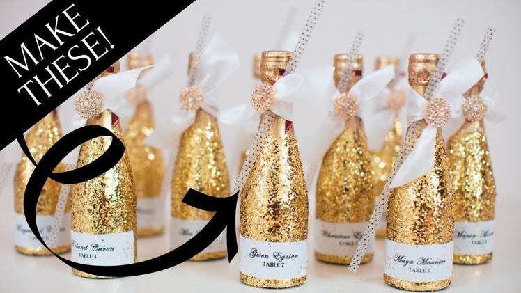 Bottle Bling! Sparkly Glitter Champagne Bottle Wedding Decoration