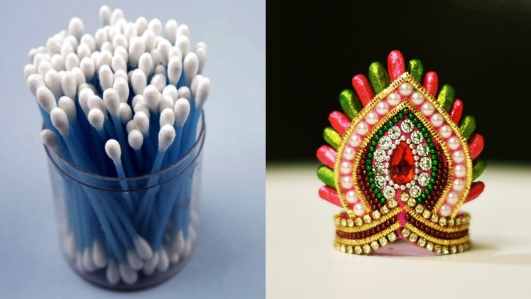 Cotton bud Mukut. Crown For ganesha | cotton bud | ganesha chaturthi | Art with Creativity