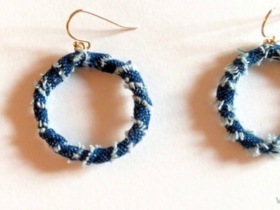 DENIM Earrings: Denim Wrapped Hoops