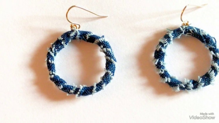 DENIM Earrings: Denim Wrapped Hoops