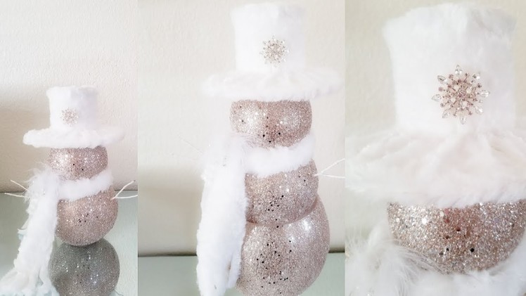 DIY | BLING & GLAM SNOWMAN | USING A WINE GLASS | INEXPENSIVE CREATIVE DIY