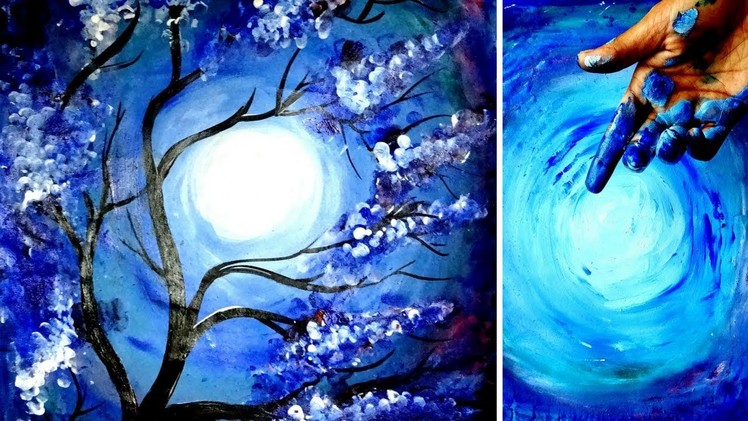 FINGER PAINTING. SPEED PAINTING - FULL MOON