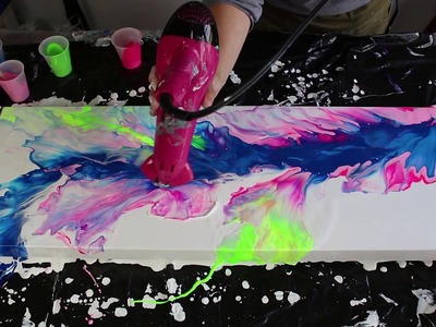 Fluid Painting With a Hair Dryer | Neon Colors
