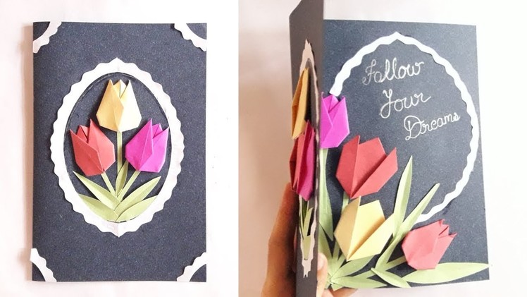 Greeting card idea of tulip flower || multipurpose greeting card