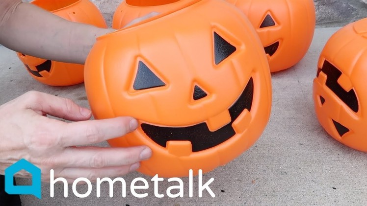 Halloween Pumpkin Topiary - Turn $1 Walmart pumpkins into this fall porch idea! | Hometalk