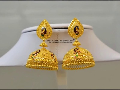 Handmade Jhumka designs in gold images. Latest gold jhumka traditional style design2018