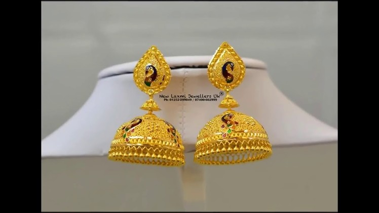 Handmade Jhumka designs in gold images. Latest gold jhumka traditional style design2018