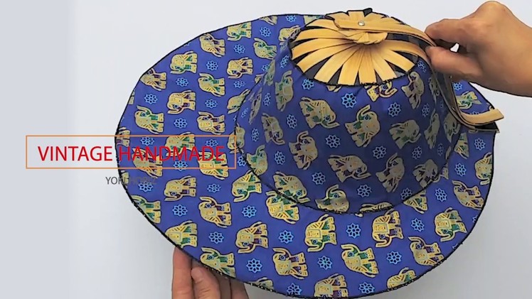 HAT & FAN THAI STYLE FABRIC BAMBOO VINTAGE HANDMADE GIFTS SOUVENIRS COLLECTIBLES DECORATE