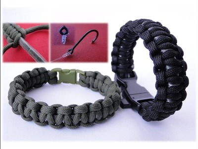 How to Make a Basic Paracord Fishing.Survival Bracelet.How to Tie on a Fish Hook