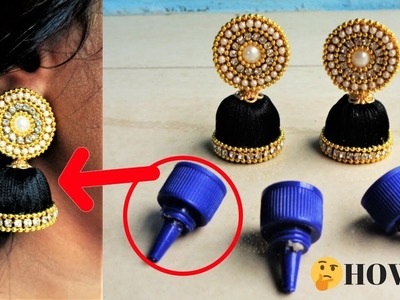 How to make beautiful silk thread earrings at home |Best out of waste