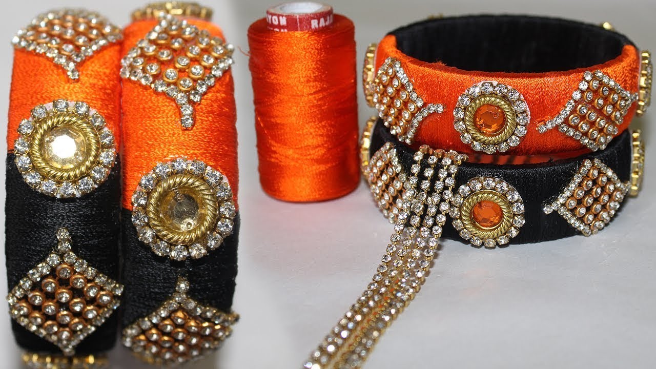How To Make Double Colour Thread Bangles||Designer Silk Thread Bangles||Fancy Bangles. !