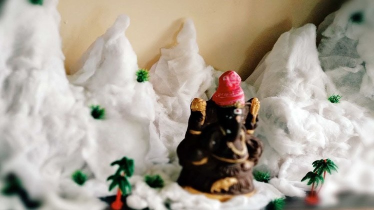 How to make eco friendly Ganesh decoration at home | ganpati | Ganapati Mountain Decoration