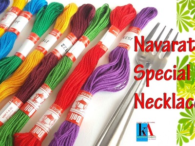 How to make Navaratri Special Tassel Necklace at home || Silk Thread Necklace set making tutorial