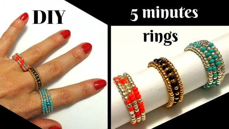 How to make rings. beaded rings tutorial. DIY 5 minutes rings
