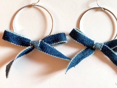 How to make your own Denim Ribbon: Hoops Earrings