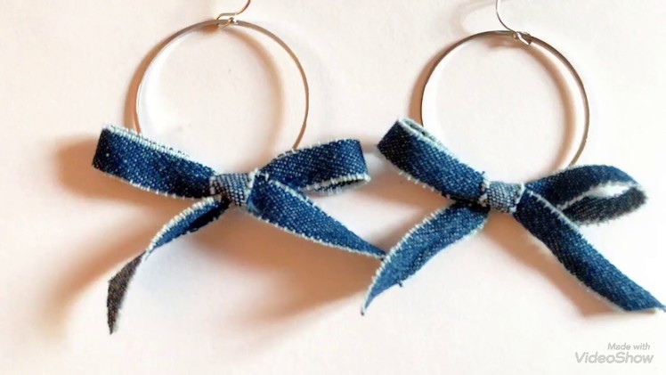 How to make your own Denim Ribbon: Hoops Earrings