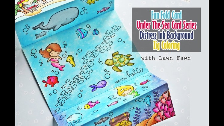 LAWN FAWNATICS CHALLENGE #33 || Under The Sea Simple Fun Fold Card || Zig Coloring