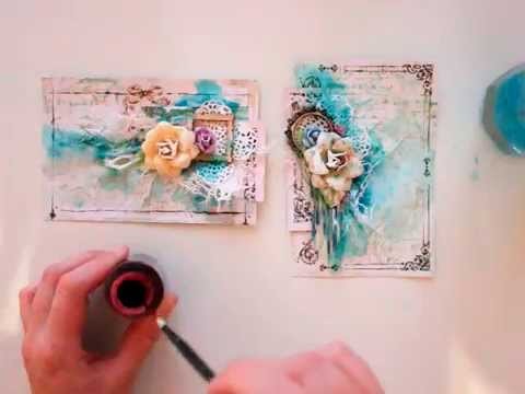 Lindy’s Stamp Gang mixed media cards tutorial