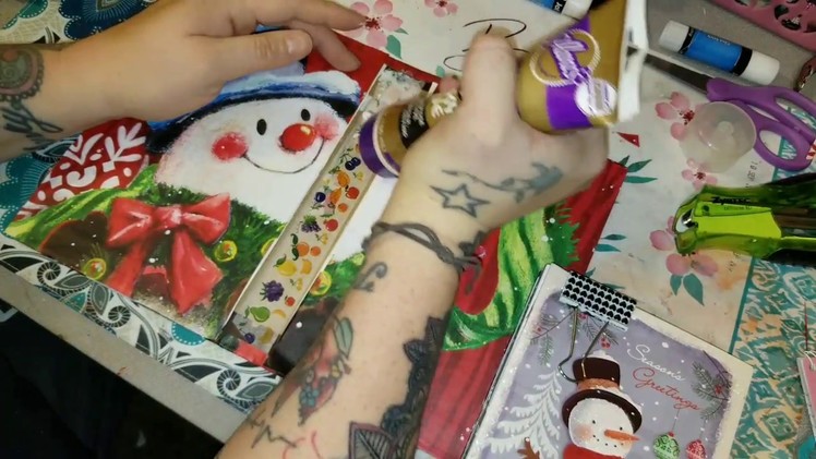 MAKING A CHRISTMAS GREETING CARD JUNK JOURNAL PART 2