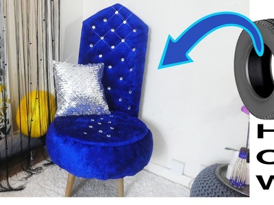 Never waste a tyre.Glamorous Upholstered chair from  an old tyre.Reuse tyre ideas.