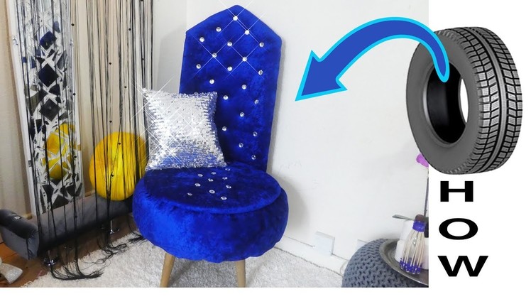 Never waste a tyre.Glamorous Upholstered chair from  an old tyre.Reuse tyre ideas.