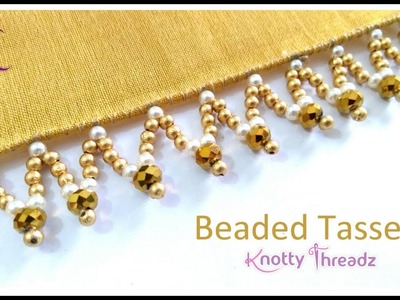 New Saree Kuchu Design | Beaded Tassels | Crystal and Pearls Design | 6.10 | www.knottythreadz.com