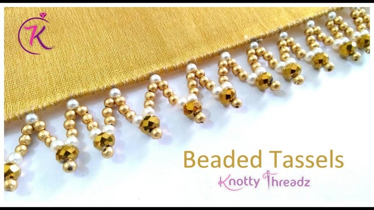 New Saree Kuchu Design | Beaded Tassels | Crystal and Pearls Design | 6.10 | www.knottythreadz.com