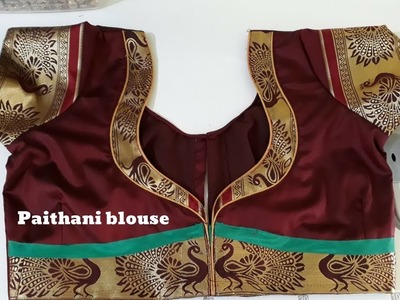 Paithani blouse back neck design cutting and stitching