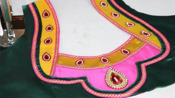 Paithani Saree Blouse Neck Design Cutting and Stitching at home || Ladies fashion Blouse