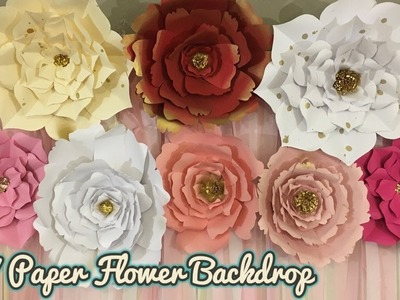 Paper Flower Backdrop | Pink, White, and Gold theme Party Backdrop | FREE TEMPLATE DOWNLOAD