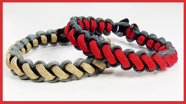 Paracord Bracelet: "Thin Line Bootlace Bar" Bracelet Design Without Buckle