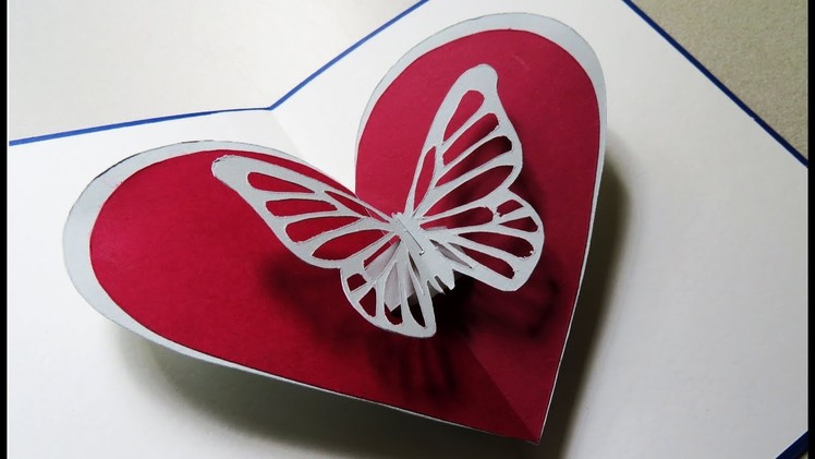 Pop up card (butterfly heart) -  Greeting pop up card by template - EzyCraft