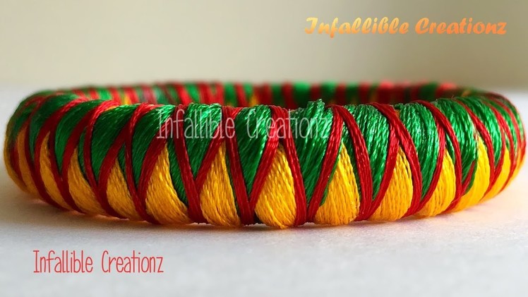 Silk thread criss cross bangle | Silk thread Zig zag bangle | How to make silk thread bangle