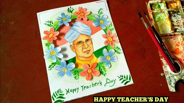 Teacher's day drawing||teacher's day card making ||sarvepalli radhakrishnan painting
