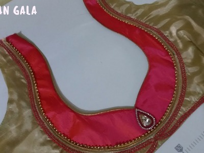 Very beautiful paan gala neck design stitching with lace