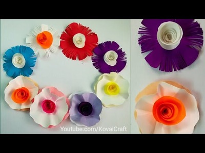 2 Easy Paper Flowers | Flower making Diy | Simple paper flowers | Wall decoration flowers.KovaiCraft