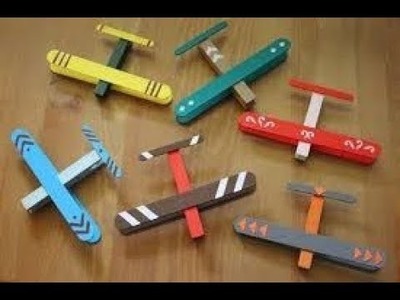 5 Minutes to make toy air plane from popsicle stick - Kids Crafts - Easy Crafts for Kids