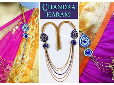 5 step chandraharam with blue Kundans | Indian Jewellery Designs 2018