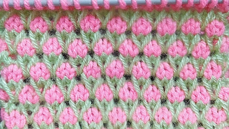 Bicolor Knitted Pattern. Garden of Tulips???????????????????????????? pattern for Kids Garments, Blankets.
