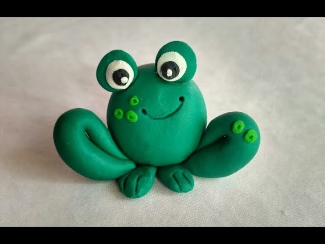 CLAY ART FOR KIDS.HOW TO MAKE ROUND FROG WITH CLAY